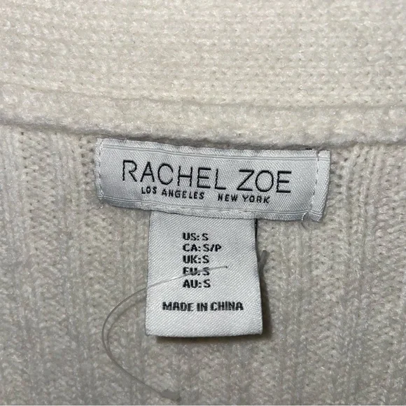 Rachel Zoe Academia Argyle Preppy Cardigan Sweater Size S Neutral Long Sleeve - Picture 3 of 12